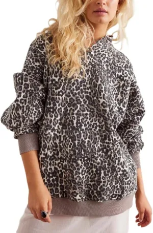 Molilove Hoodies for Women Floral Leopard Print Tops Pullover Hooded Sweatshirt with Pocket
