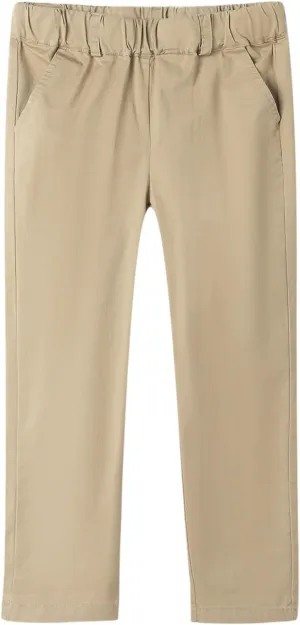 Mud Kingdom Boys Chino Pants School Uniform Cotton Plain Pull On Flat Front Relaxed Skinny 4T-Size 12