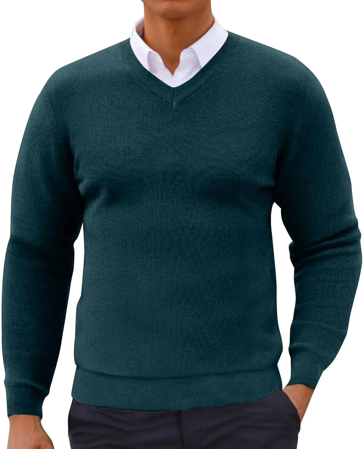 Muscularfit Long Sleeve Shirts for Men with Designs Loose Fit V Neck Knitted Cotton Sweaters Causal Fashion Pullover Top Fall