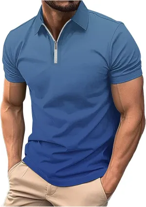 Muscularfit Mens Henley Shirts Short Sleeve Quarter Zipper Polo Shirt Summer Casual Loose Athletic Gym Workout Tee Tops 2024