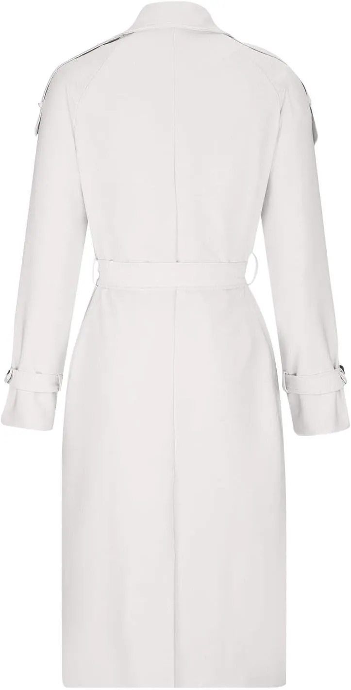 NBXNZWF Women's Trench Coat Double Breasted Classic Lapel Dressy Overcoat with Belt Waterproof Windbreaker Long Outerwear