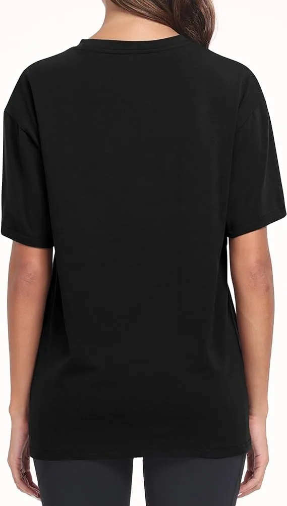 Oversized Cotton Short Sleeve Plain T-Shirt Crewneck Loose Workout Solid Summer Basic Tee Top