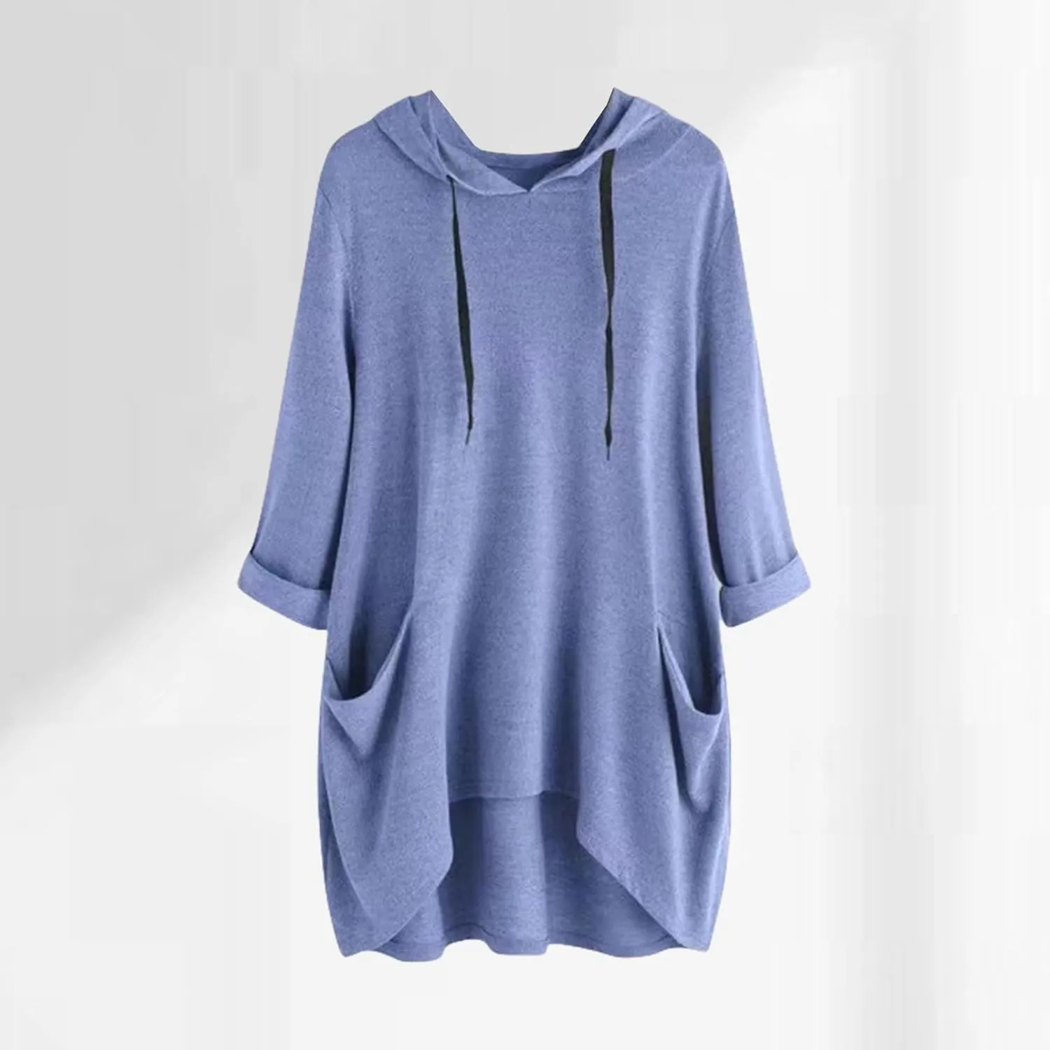 Oversized Hoodie Dress for Women Casual Drawstring Long Sweatshirt with Pocket Hooded Mini Sweatshirt Dress