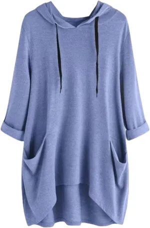 Oversized Hoodie Dress for Women Casual Drawstring Long Sweatshirt with Pocket Hooded Mini Sweatshirt Dress