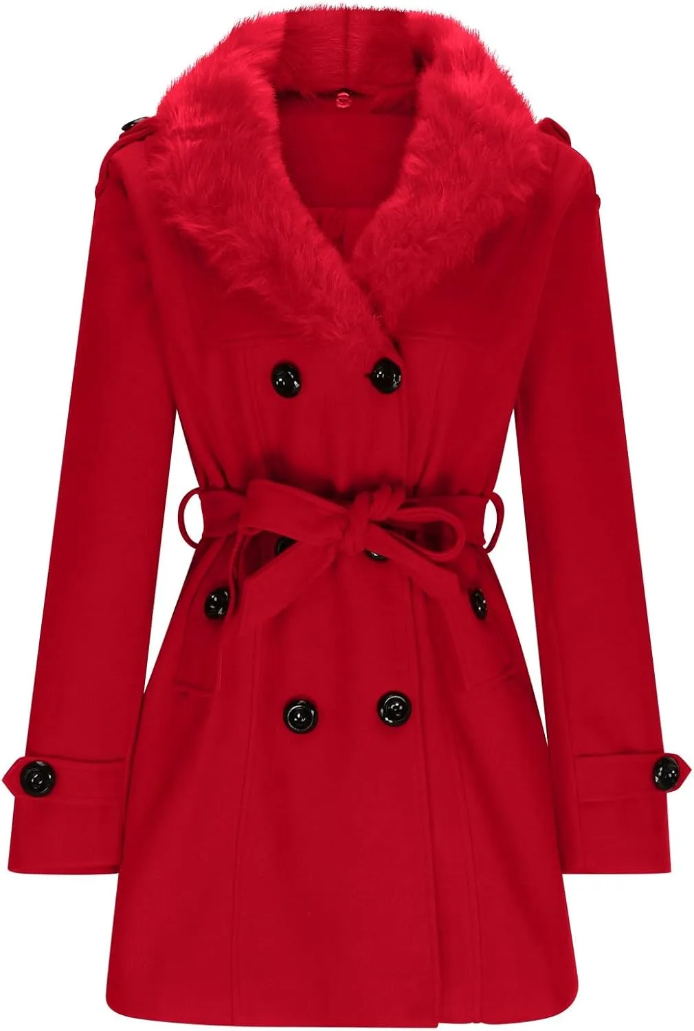 Pea Coats for Women Winter Coat Short Length Womens Double Breasted Trench Coat Trendy Coat with Plush Collar