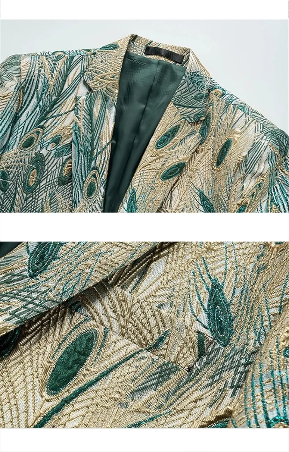 Peacock Feathers Blazers for Men Slim Fit Print Dress Jacket