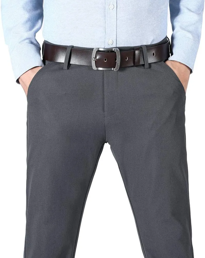 Plaid&Plain Men’s Slim Fit Dress Pants Stretch Dress Pants