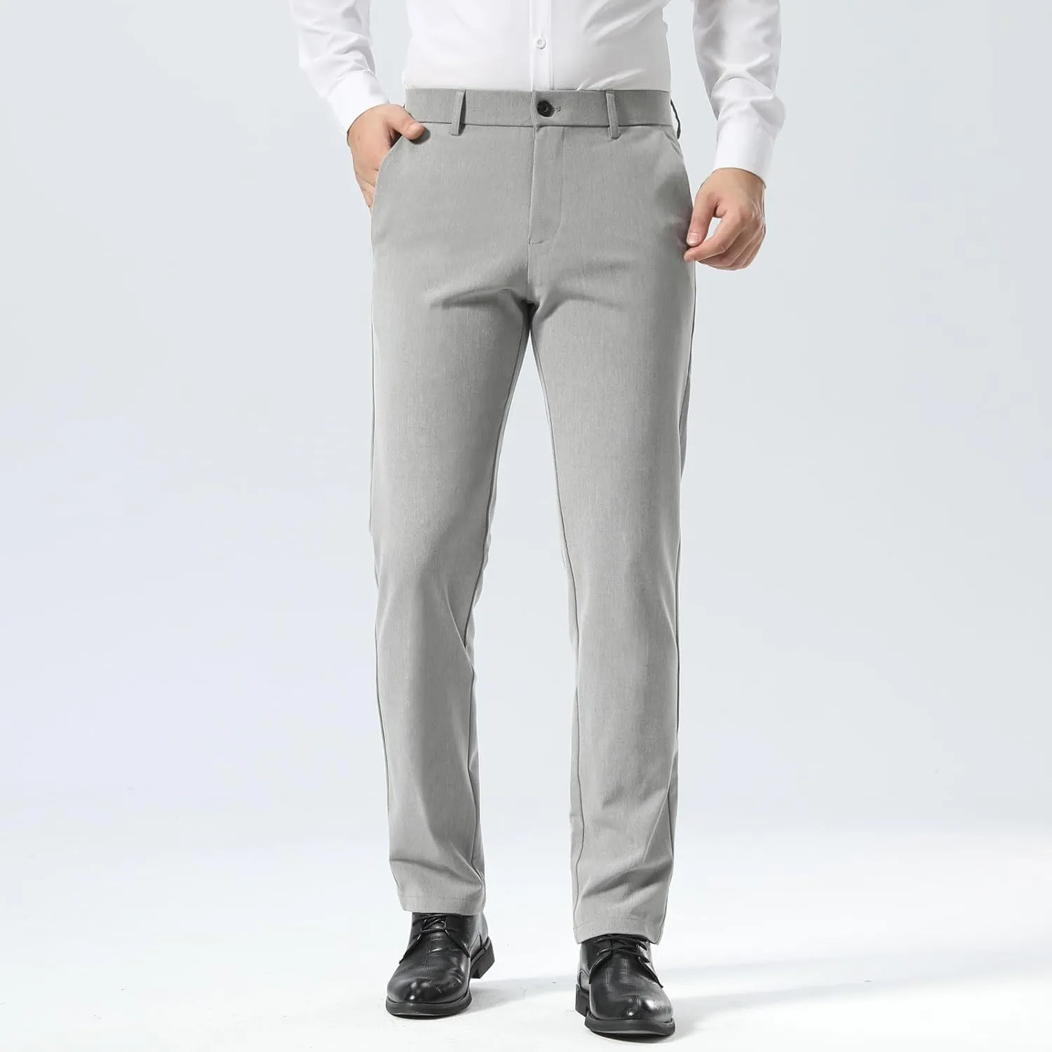 Plaid&Plain Men’s Slim Fit Dress Pants Stretch Dress Pants