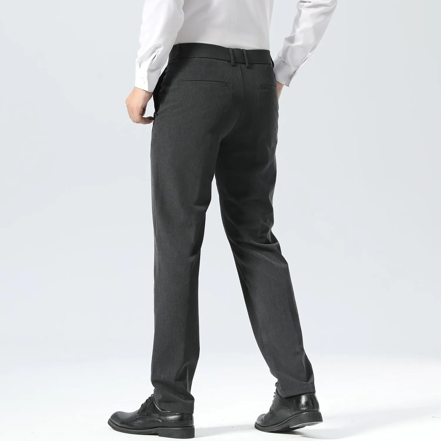 Plaid&Plain Men’s Slim Fit Dress Pants Stretch Dress Pants