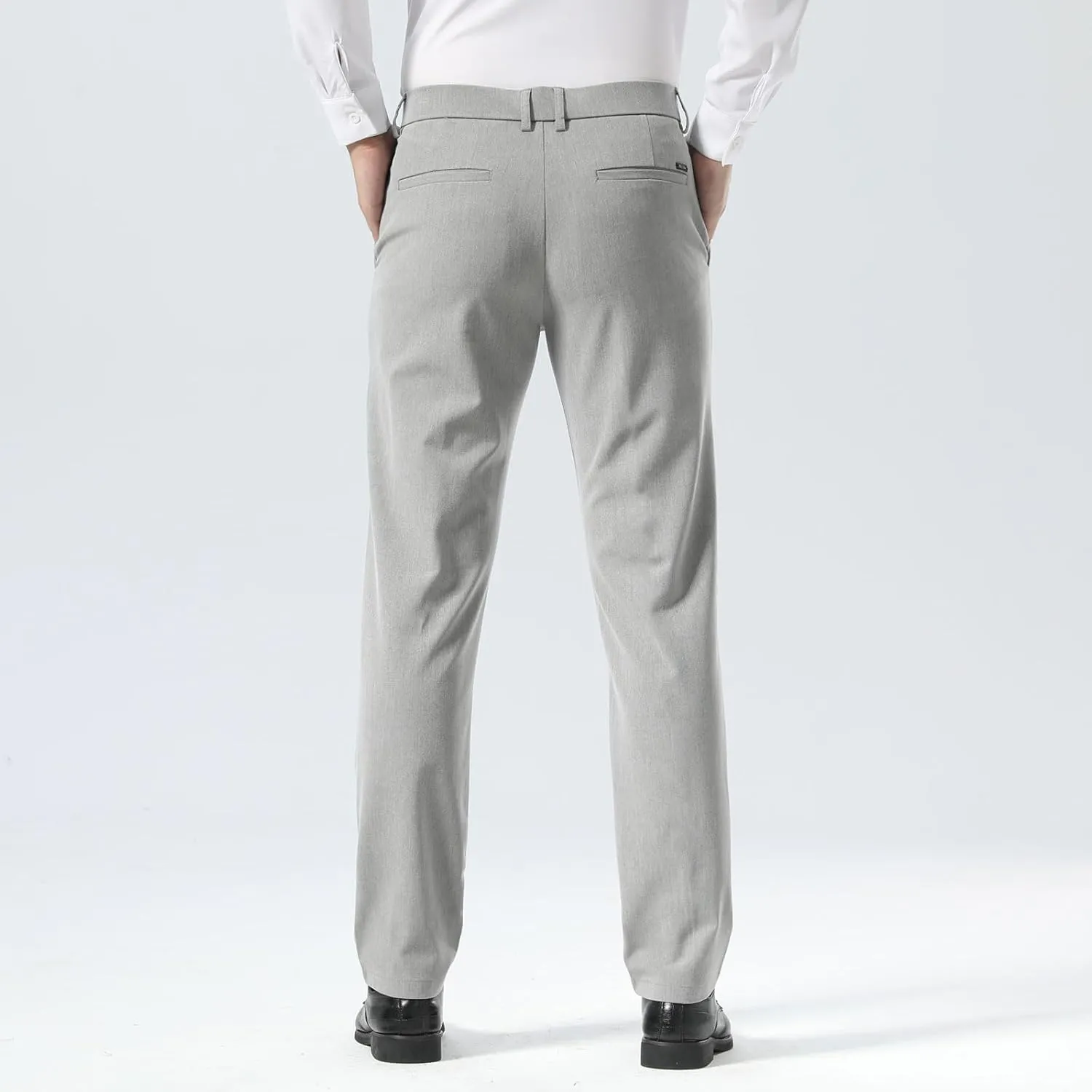 Plaid&Plain Men’s Slim Fit Dress Pants Stretch Dress Pants