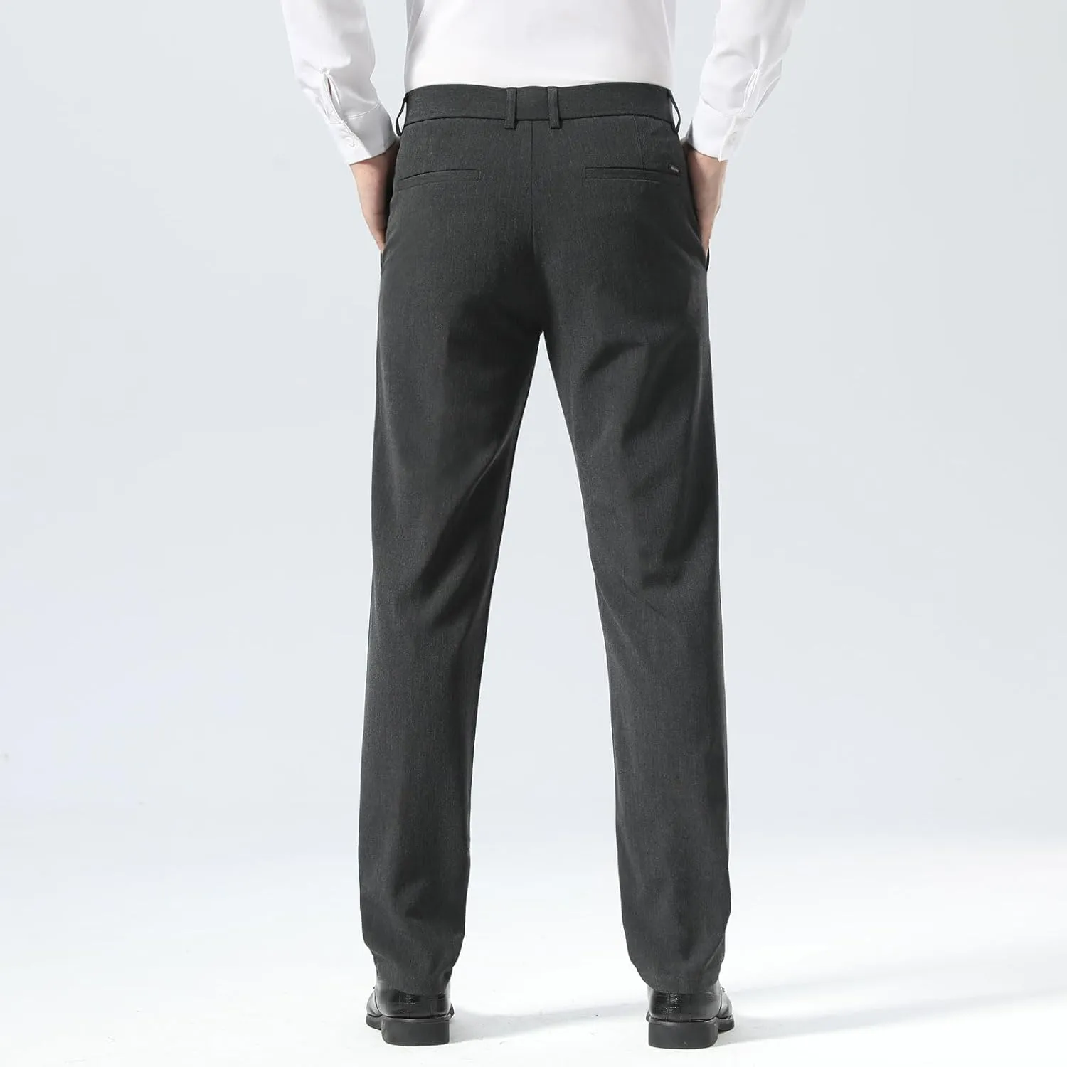 Plaid&Plain Men’s Slim Fit Dress Pants Stretch Dress Pants