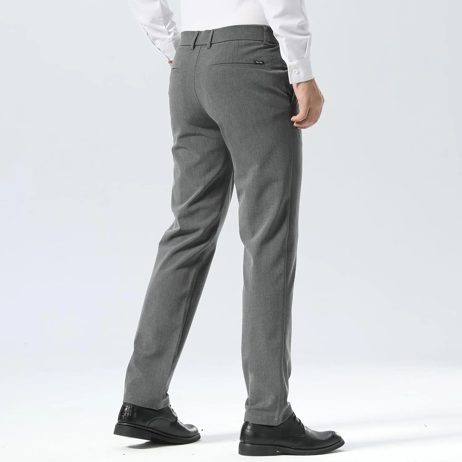 Plaid&Plain Men’s Slim Fit Dress Pants Stretch Dress Pants