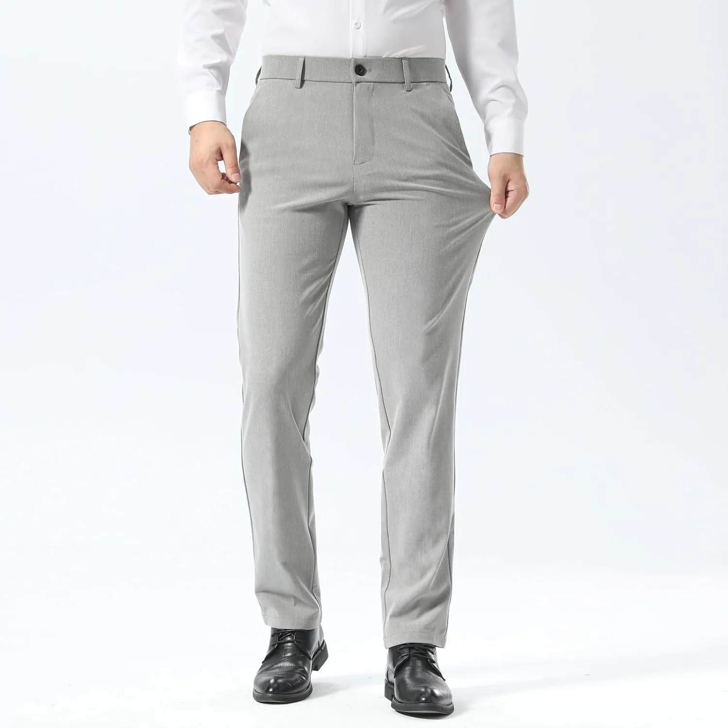 Plaid&Plain Men’s Slim Fit Dress Pants Stretch Dress Pants