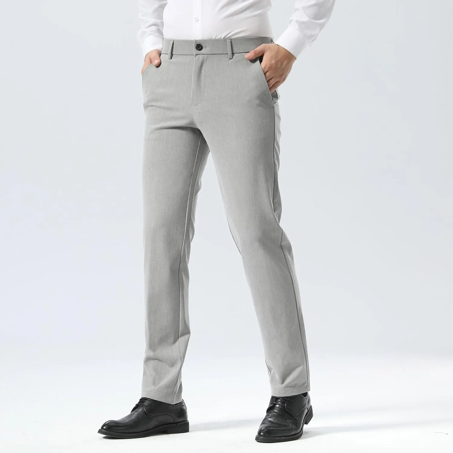 Plaid&Plain Men’s Slim Fit Dress Pants Stretch Dress Pants