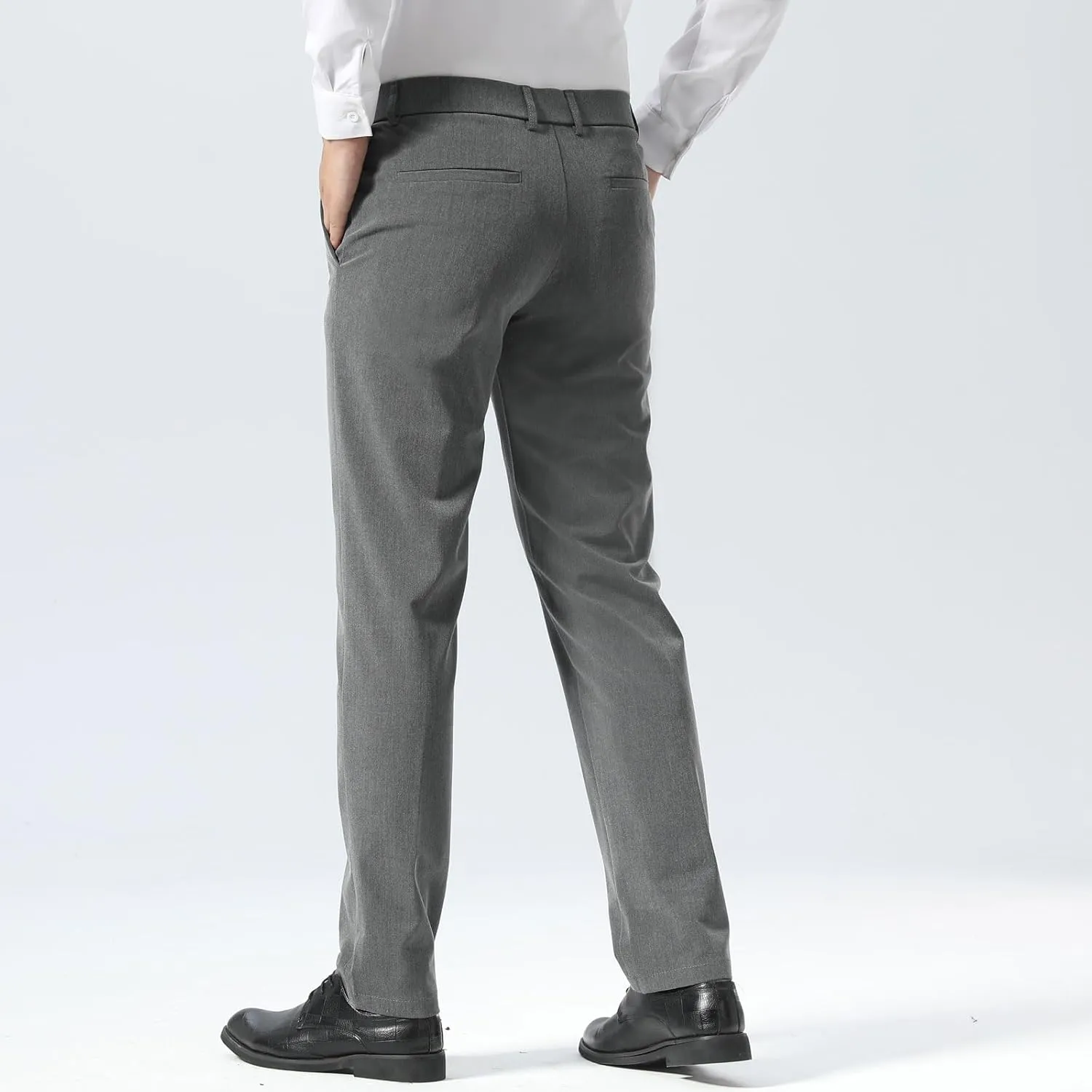 Plaid&Plain Men’s Slim Fit Dress Pants Stretch Dress Pants