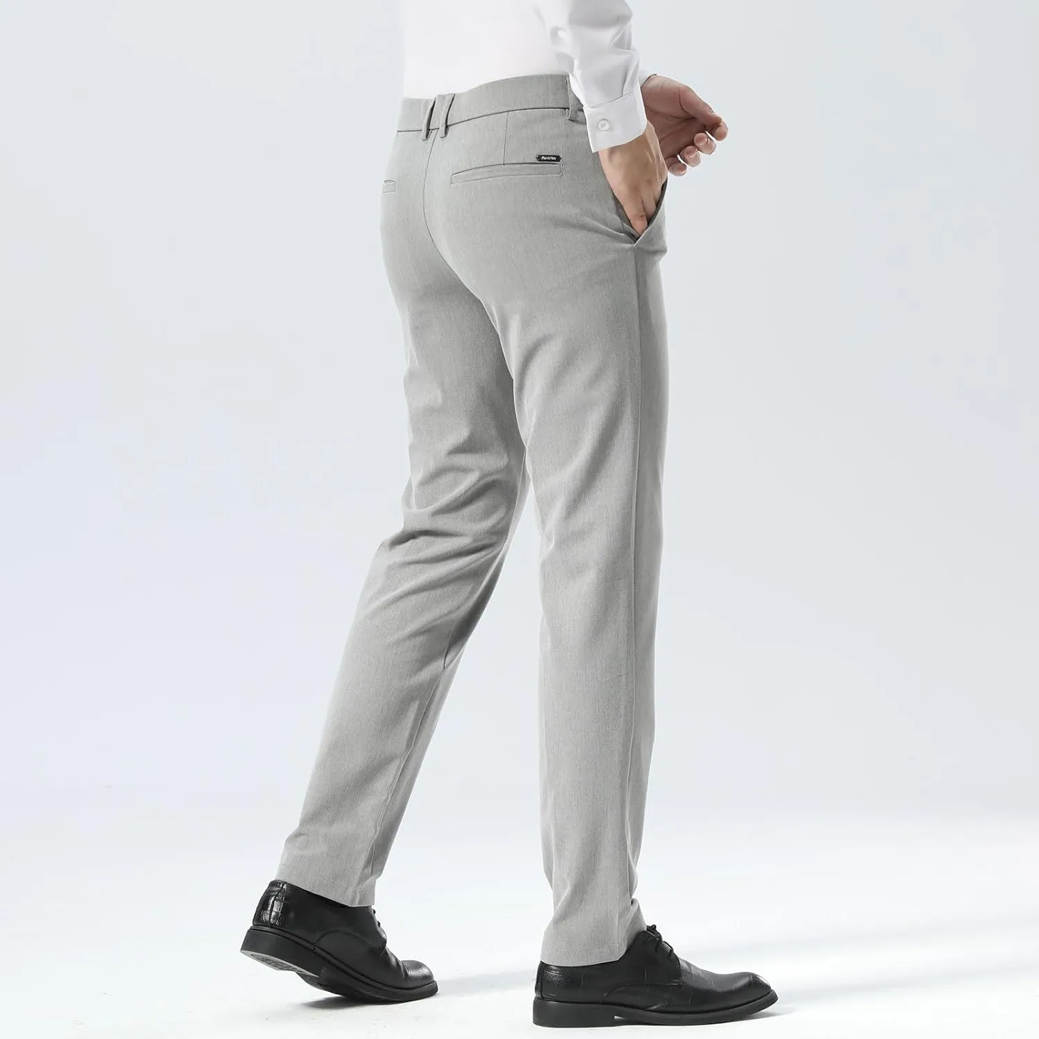 Plaid&Plain Men’s Slim Fit Dress Pants Stretch Dress Pants