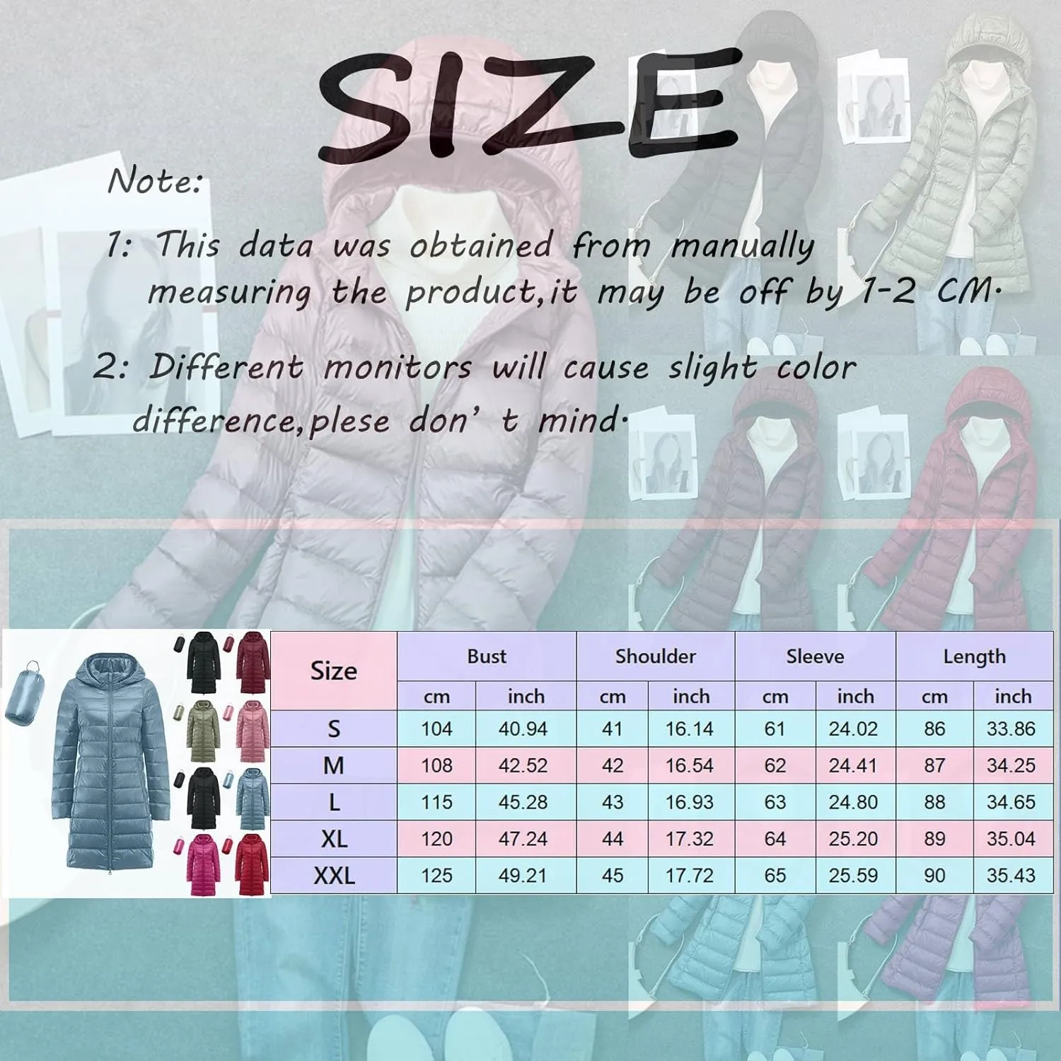 Plus Size Women Packable Down Quilted Jacket Lightweight Puffer Coat Long Warm Solid Waterproof Windproof Jackets with Hood