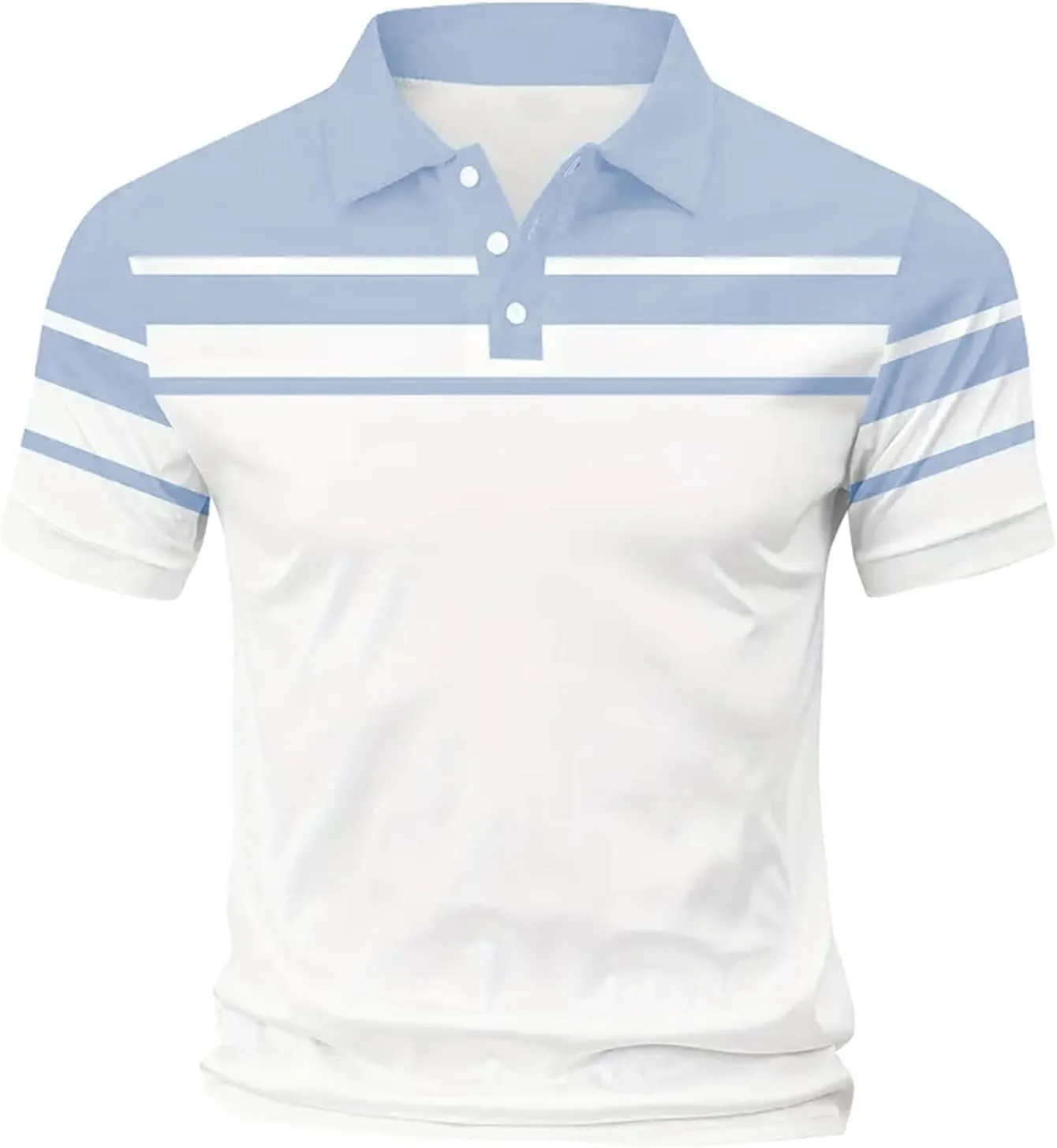 Polo Shirts for Men Moisture Wicking Performance Casual Short Sleeve Golf Shirt Stylish Striped Smart Formal T-Shirts