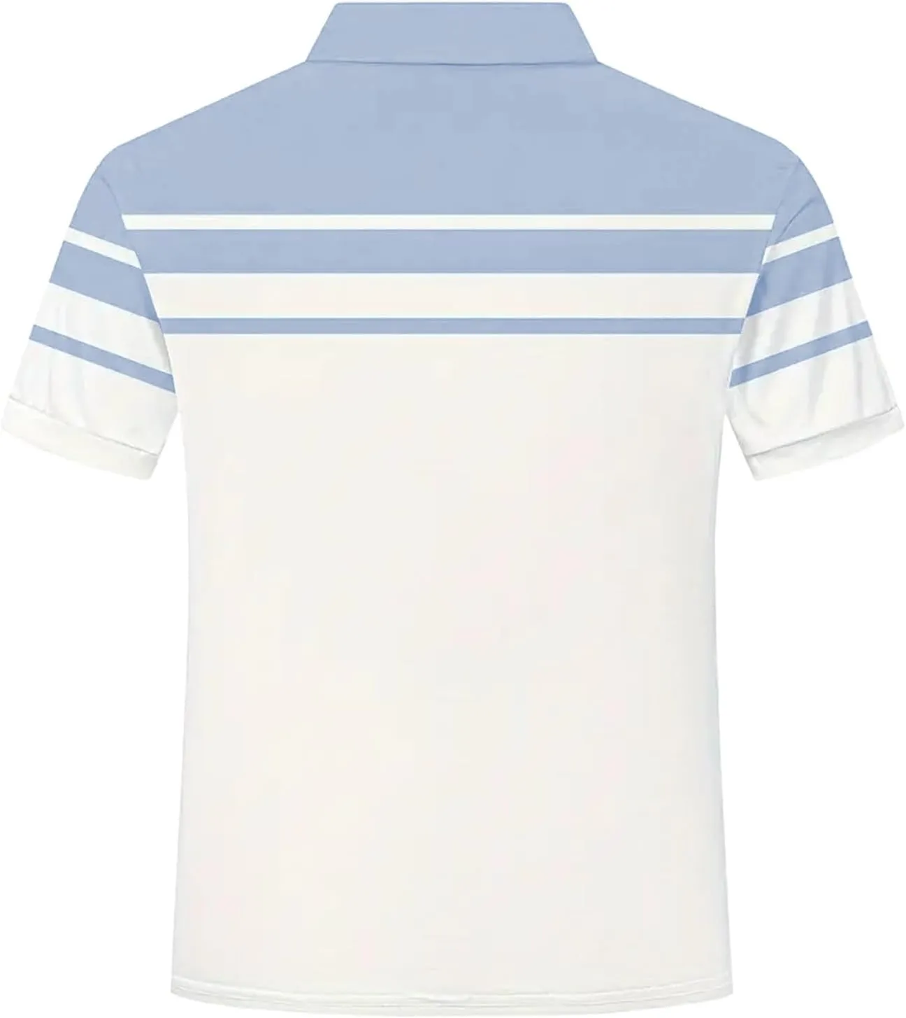 Polo Shirts for Men Moisture Wicking Performance Casual Short Sleeve Golf Shirt Stylish Striped Smart Formal T-Shirts