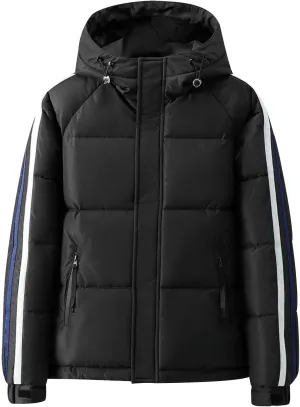 Puffer Jacket Men Thick Down Jacket Warm Winter Hooded Coat Zip up Padded Coat Quilted Insulated Jacket Thermal Outwear