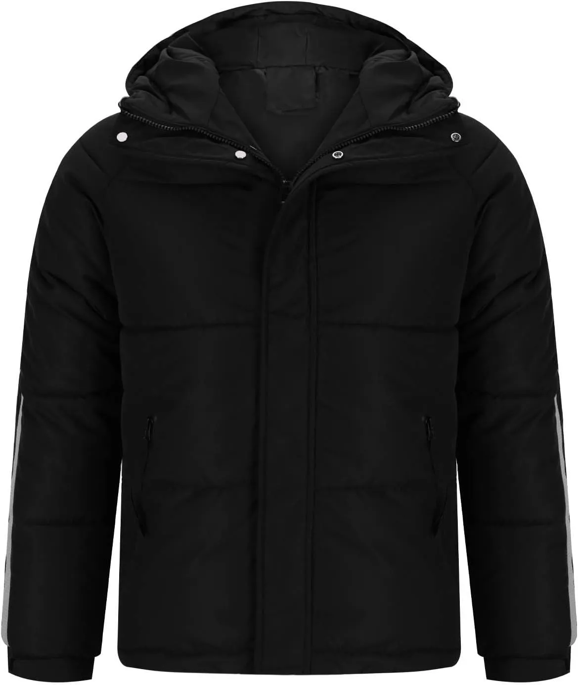 Puffer Jacket Men Thick Down Jacket Warm Winter Hooded Coat Zip up Padded Coat Quilted Insulated Jacket Thermal Outwear