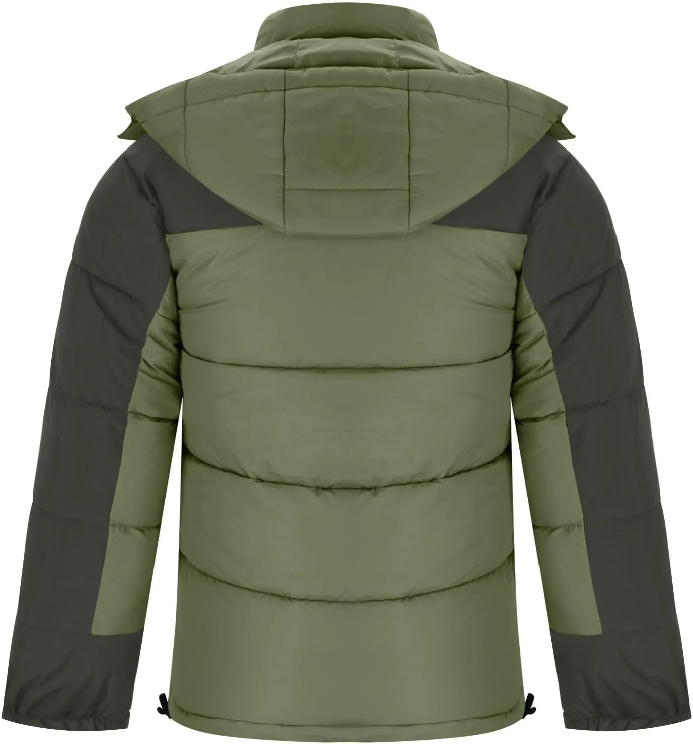 Puffer Jacket Men Thick Down Jacket Warm Winter Hooded Coat Zip up Padded Coat Quilted Insulated Jacket Thermal Outwear