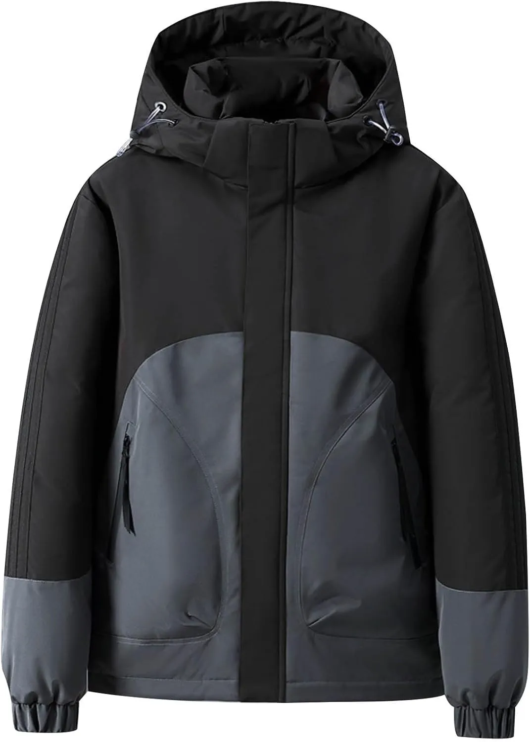 Puffer Jacket Men Thick Down Jacket Warm Winter Hooded Coat Zip up Padded Coat Quilted Insulated Jacket Thermal Outwear