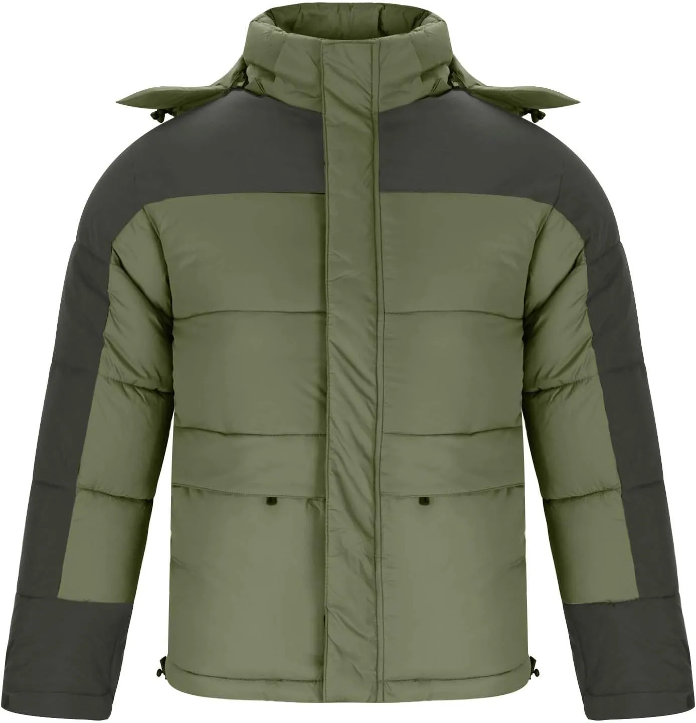 Puffer Jacket Men Thick Down Jacket Warm Winter Hooded Coat Zip up Padded Coat Quilted Insulated Jacket Thermal Outwear