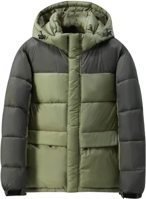 Puffer Jacket Men Thick Down Jacket Warm Winter Hooded Coat Zip up Padded Coat Quilted Insulated Jacket Thermal Outwear