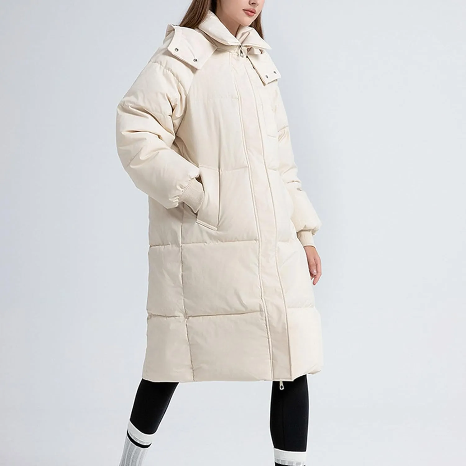 Quilted Jackets for Women Oversized Fleece Lined Down Jacket Plain Zip Up Parka Stylish Trending Now Hoodie Coats