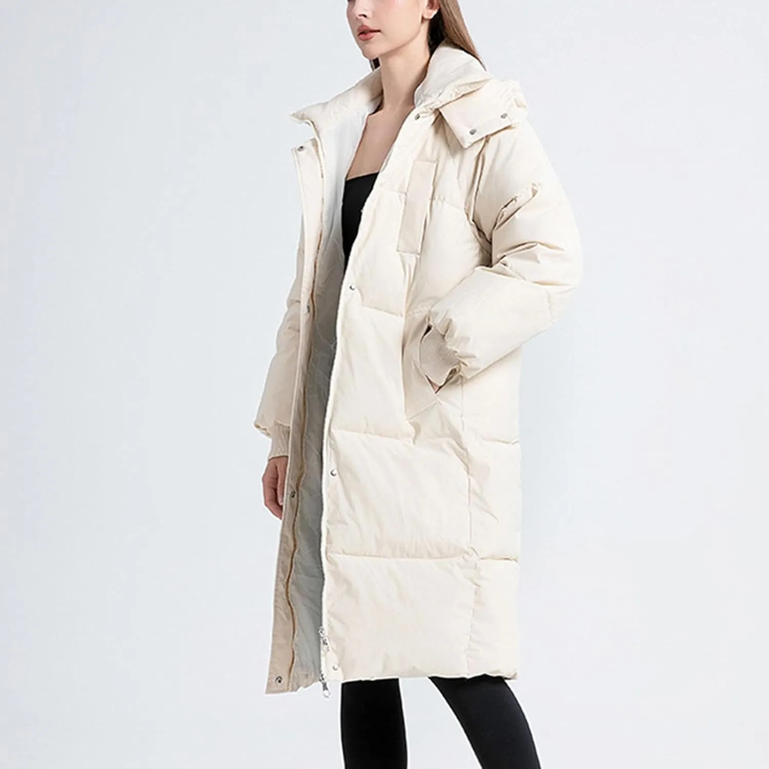 Quilted Jackets for Women Oversized Fleece Lined Down Jacket Plain Zip Up Parka Stylish Trending Now Hoodie Coats