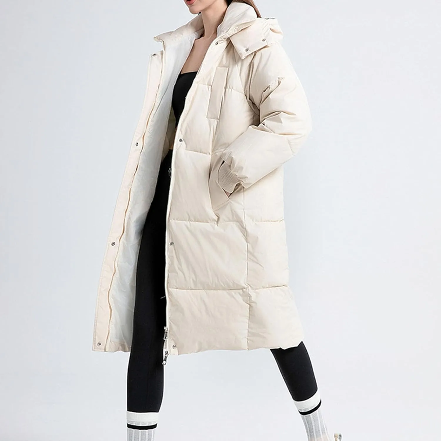 Quilted Jackets for Women Oversized Fleece Lined Down Jacket Plain Zip Up Parka Stylish Trending Now Hoodie Coats