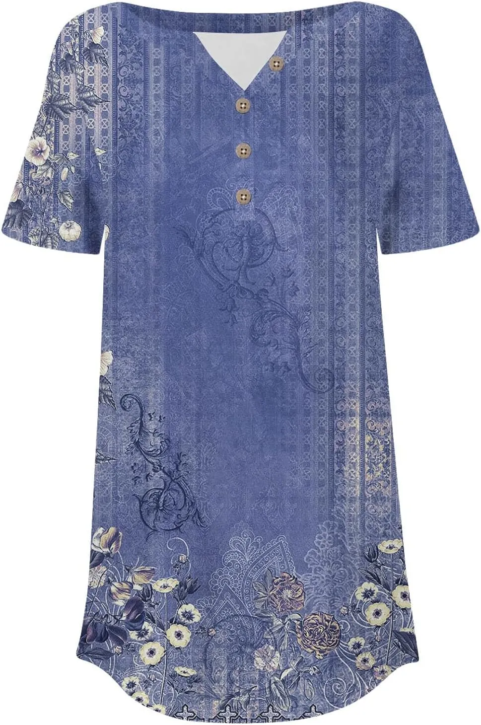 SHAOBGE Summer Tops for Women 2025 Vacation Trendy V Neck Boho Short Sleeve Shirts Casual Loose Comfy Tunics