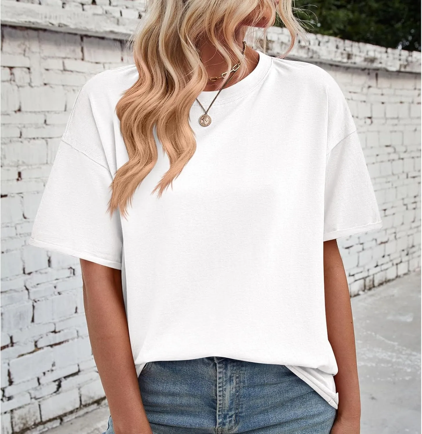 Short Sleeve Shirts for Women Loose Fit Cotton Casual Tops Oversized Reverse Seam Y2k Shirts Cozy Crewneck Basic Tees
