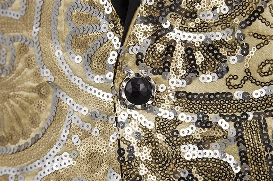 Silver Sequins Suits Blazer Men Slim Fit Shawl Collar Suit Jacket Men Blazer