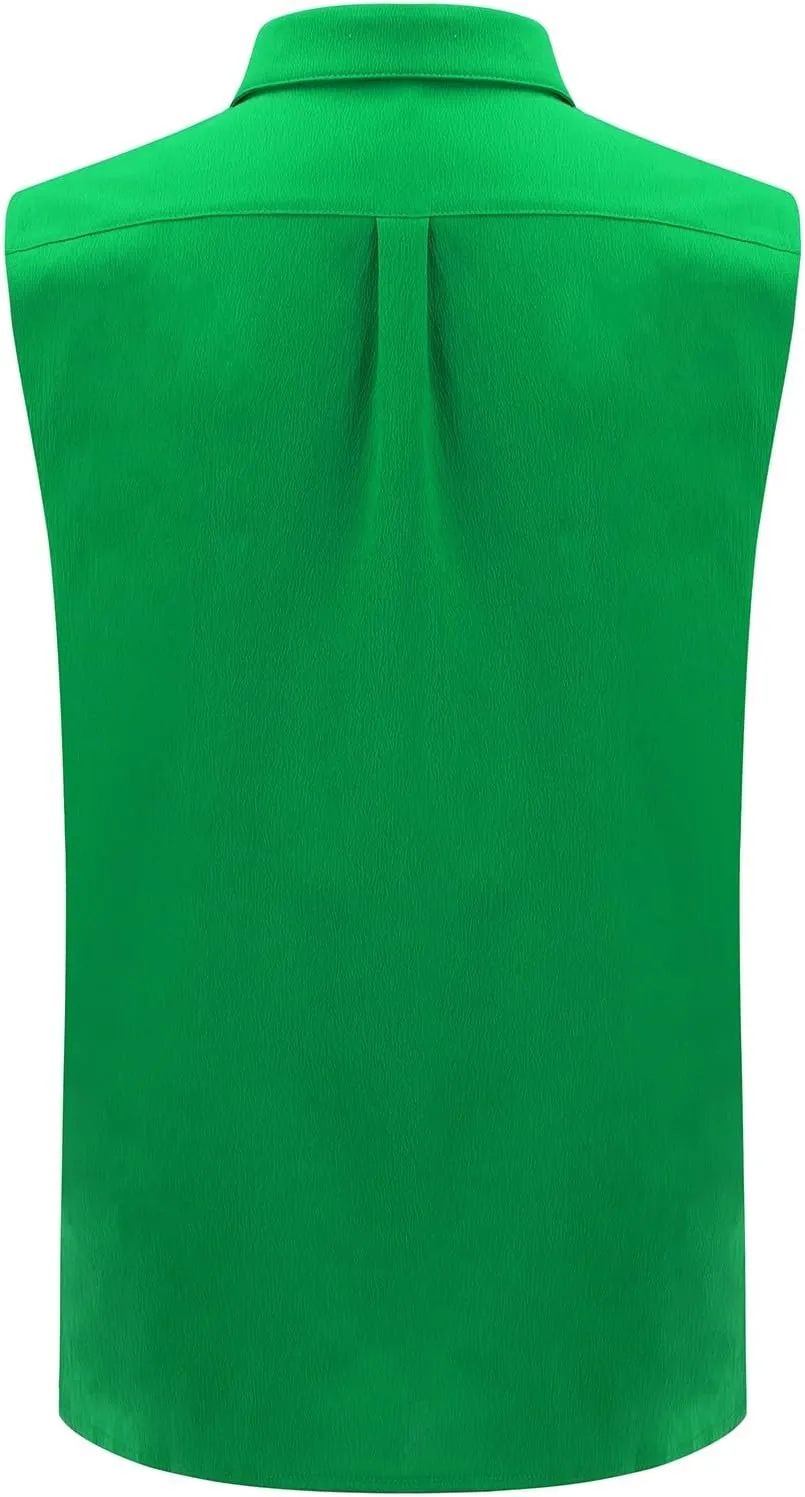 Sleeveless Beach Shirts for Men Stylish Button Up Tank Tops Summer Casual Lapel Collared Big and Tall Lapel Vest Shirt