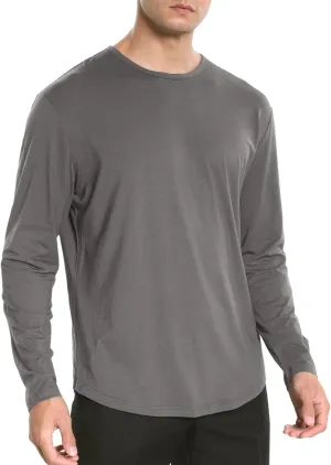 Summer Shirts for Men Long Sleeve Solid Color Crew Neck Comfortable Leisure Style Sport Pants Cute Trendy T-Shirts