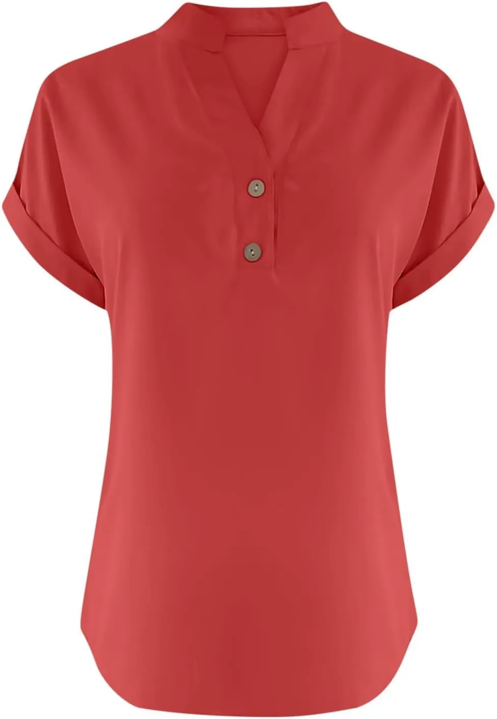 Summer Tops for Women 2025 Trendy Short Sleeve Cotton Linen Shirts Lightweight Casual Button V Neck Blouse Loose Tops