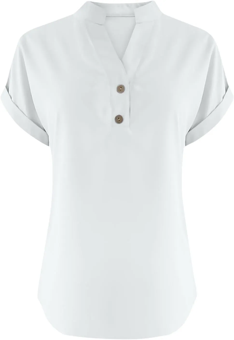 Summer Tops for Women 2025 Trendy Short Sleeve Cotton Linen Shirts Lightweight Casual Button V Neck Blouse Loose Tops