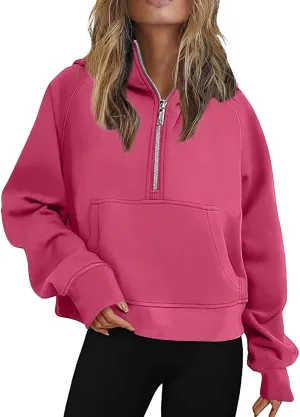 Sweatshirts for Women Haif Zip Long Sleeve Fashion Cropped Lapel Neck Sweater Pullover Tops 2024 Trendy Fall Clothes