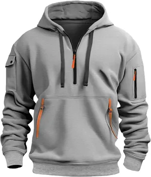 Tactical Hoodies Mens 2024 Quater-Zip Pullover Tops Workout Hiking Climbing Athletic Sweatshirt Fashion Work Jackets