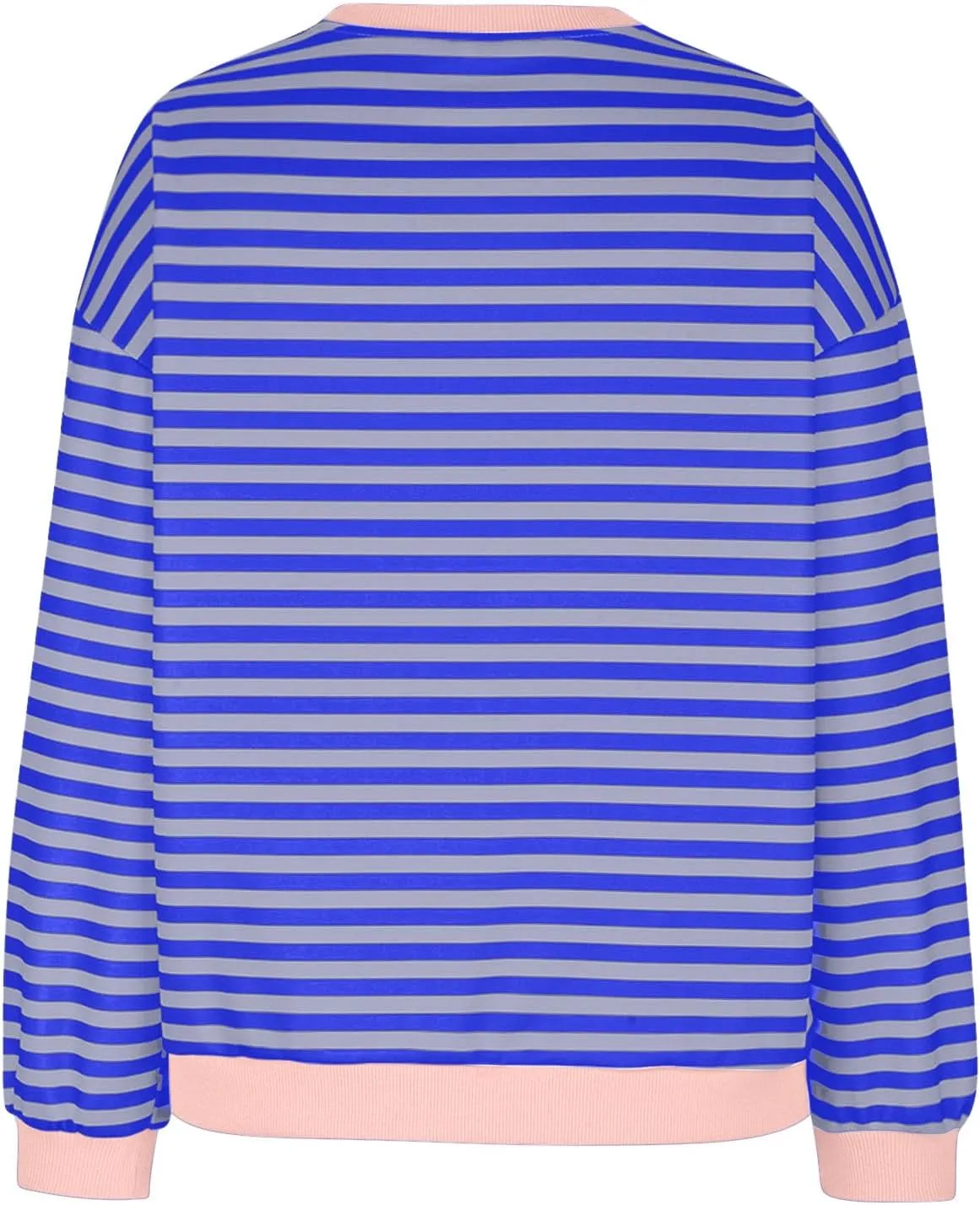 TANGNADE Womens Oversized Striped Blouse Color Block Long Sleeve Shirt Crewneck Pullover Striped Outfits Casual Clothes