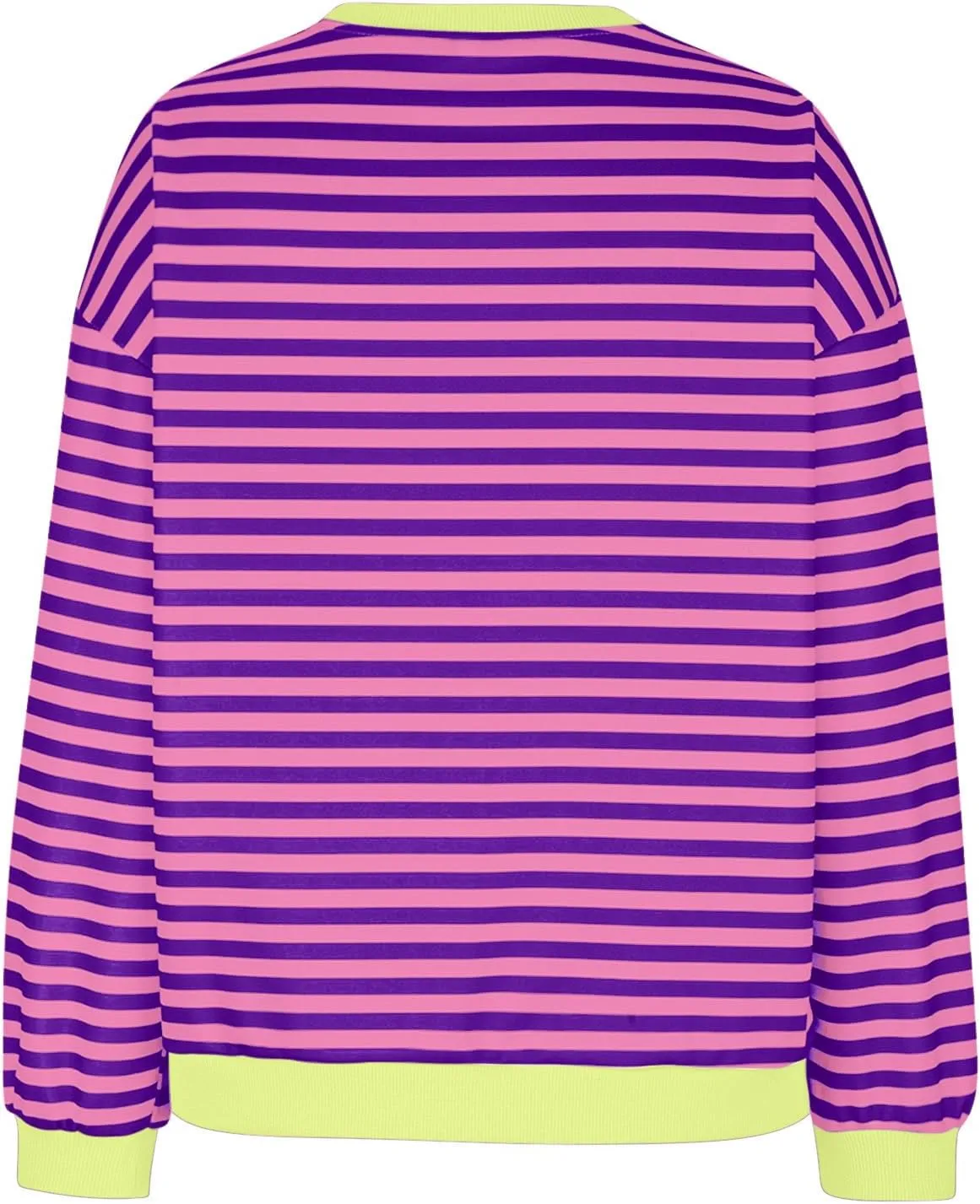 TANGNADE Womens Oversized Striped Blouse Color Block Long Sleeve Shirt Crewneck Pullover Striped Outfits Casual Clothes