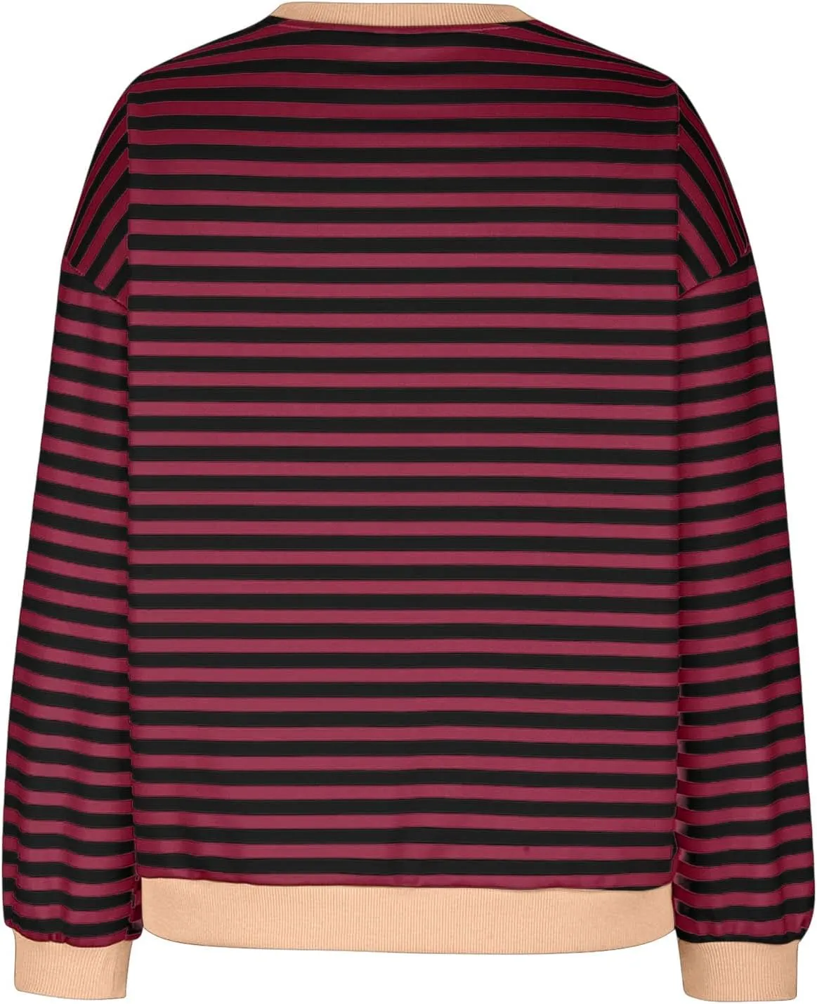 TANGNADE Womens Oversized Striped Blouse Color Block Long Sleeve Shirt Crewneck Pullover Striped Outfits Casual Clothes