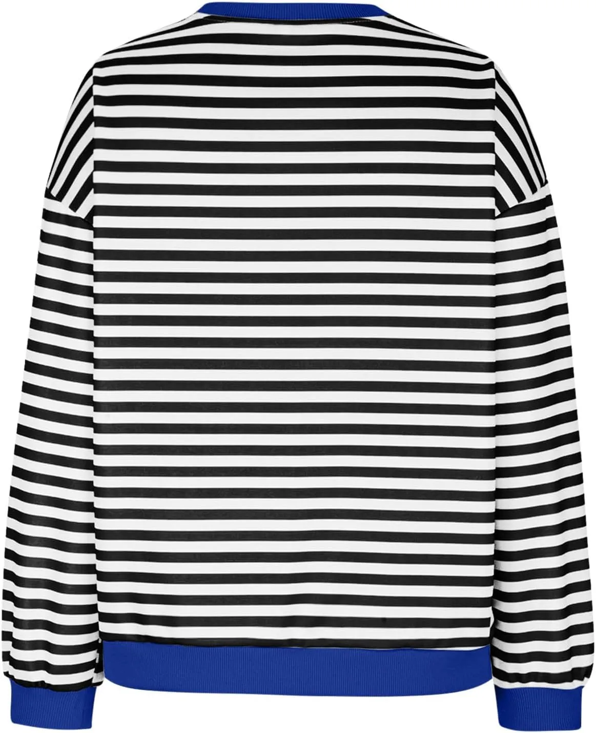 TANGNADE Womens Oversized Striped Blouse Color Block Long Sleeve Shirt Crewneck Pullover Striped Outfits Casual Clothes