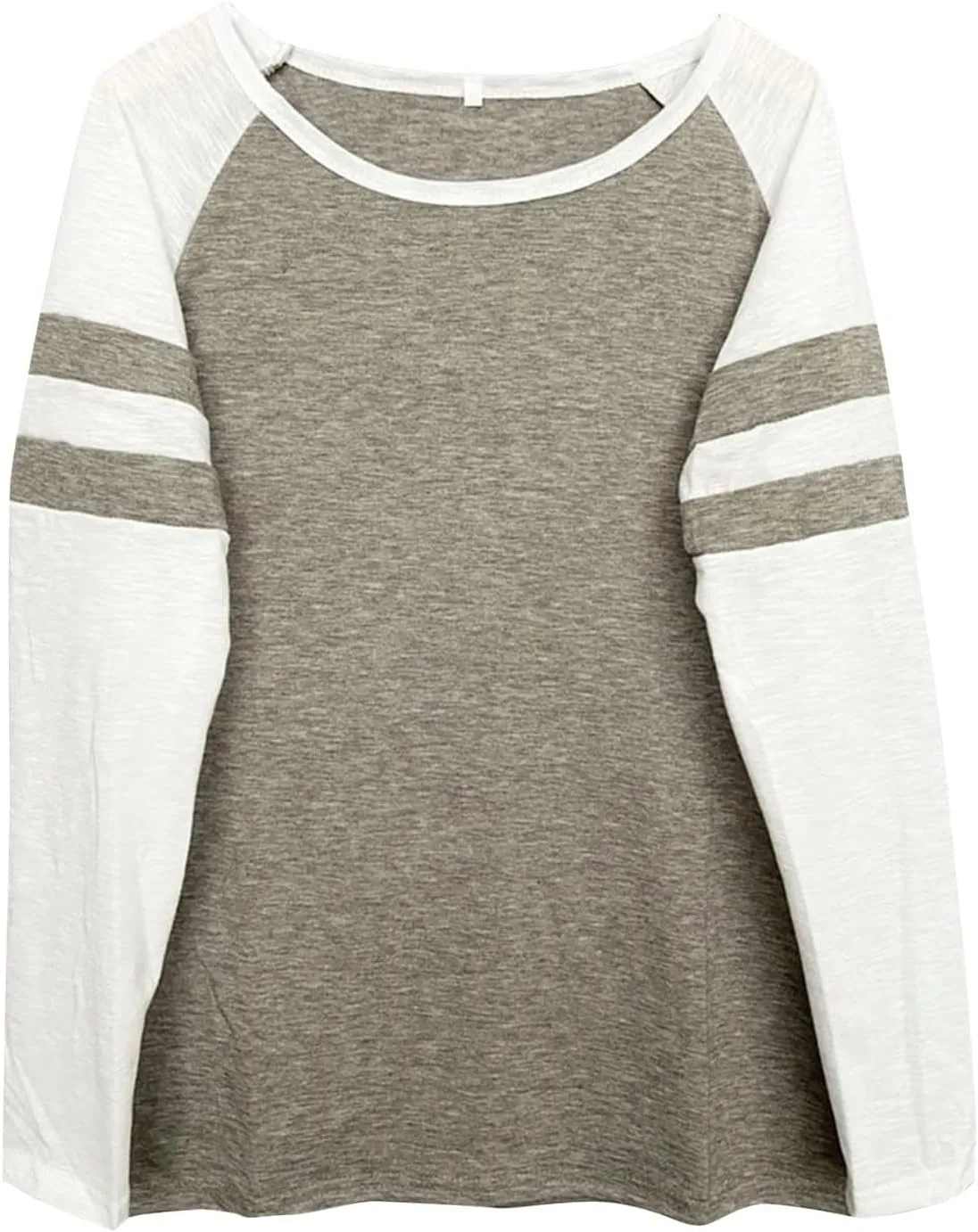 Tops Striped Long Sleeve Shirts for Women Color Block Baseball T-Shirt Crewneck Tops Casual Loose Tees