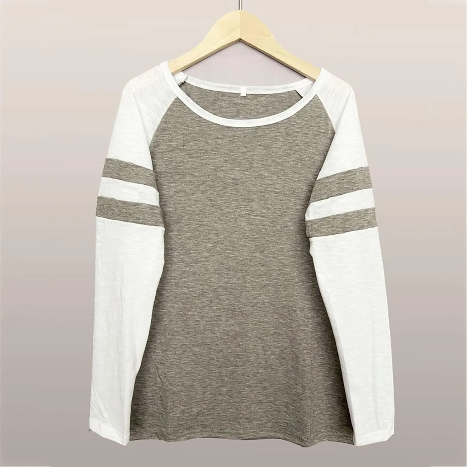 Tops Striped Long Sleeve Shirts for Women Color Block Baseball T-Shirt Crewneck Tops Casual Loose Tees