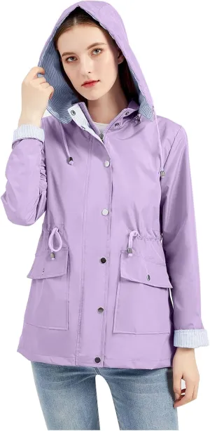 Trench Coats For Women Outdoor Trench Raincoat With Hood Lightweight Plus Size For Girls Lightweight Trench Coat