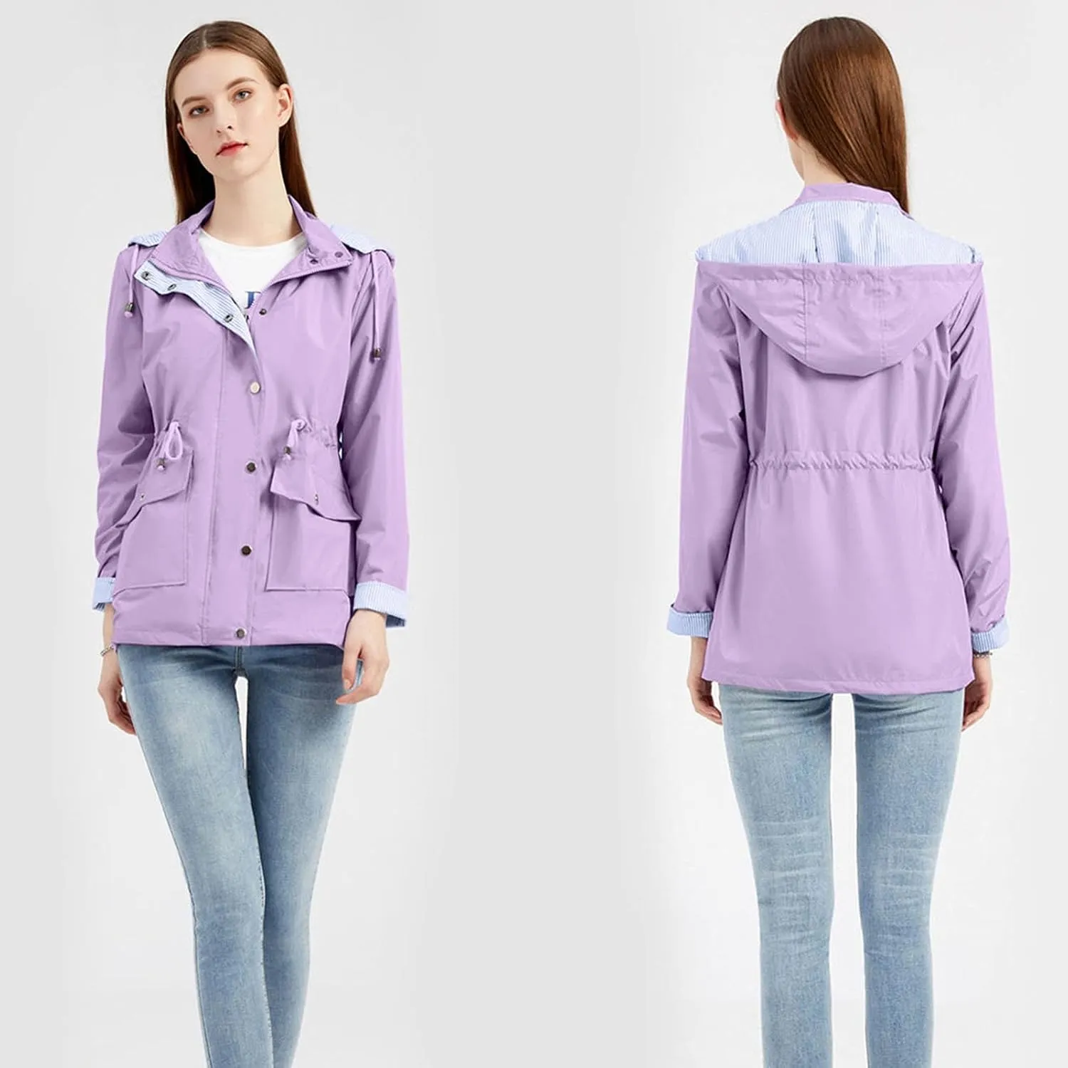 Trench Coats For Women Outdoor Trench Raincoat With Hood Lightweight Plus Size For Girls Lightweight Trench Coat