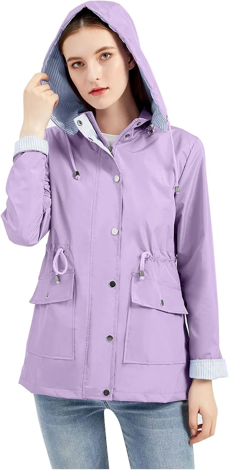 Trench Coats For Women Outdoor Trench Raincoat With Hood Lightweight Plus Size For Girls Lightweight Trench Coat